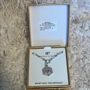 Elegant Silver and Red Pendant Necklace